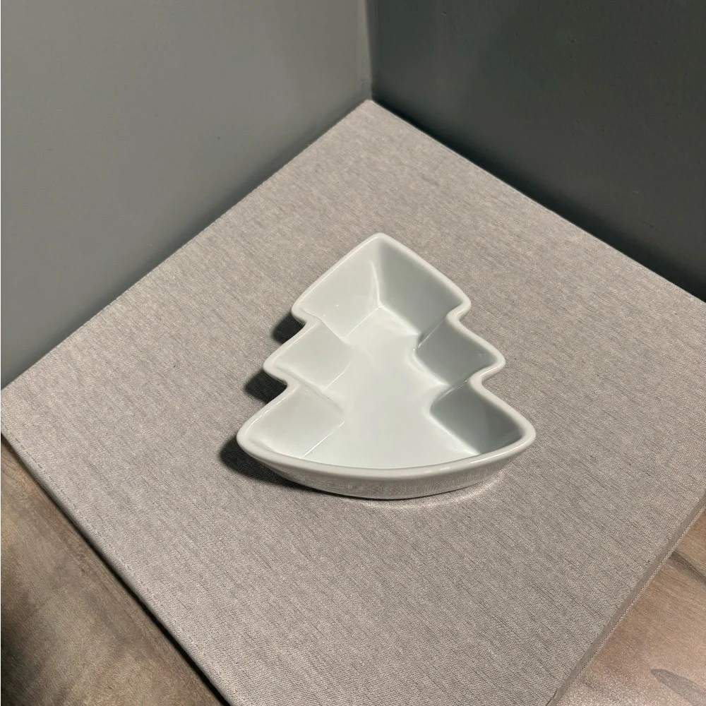 Crate & Barrel White Tree-Shaped Dish